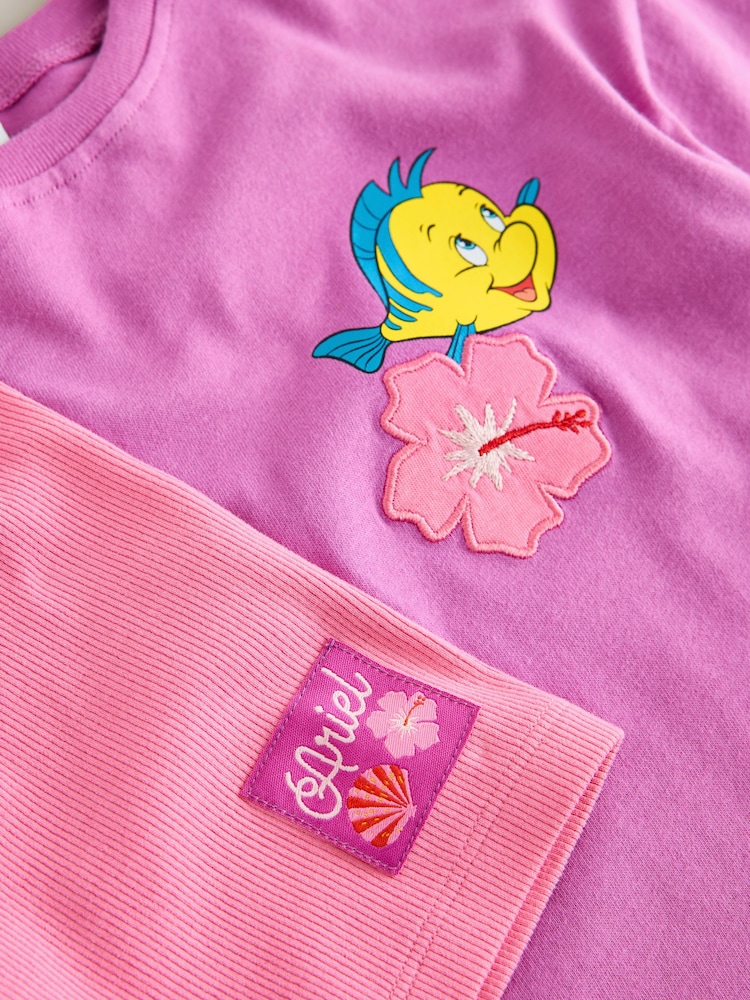 Purple Disney Little Mermaid Short Sleeve T-Shirt and Rib Cycle Shorts Set (3mths-7yrs) - Image 13 of 13