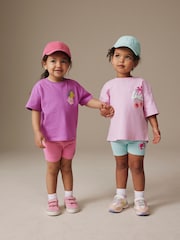 Purple Disney Little Mermaid Short Sleeve T-Shirt and Rib Cycle Shorts Set (3mths-7yrs) - Image 2 of 4