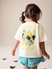 Ecru White Disney Minnie and Mickey Short Sleeve Top and Shorts Set (3mths-7yrs) - Image 1 of 7