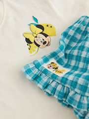أبيض بيج فاتح - طقم بلوزة بأكمام قصيرة وشورت بطبعة Minnie و Mickey من Disney (3أشهر-7سنوات) - صورة 13 من 13