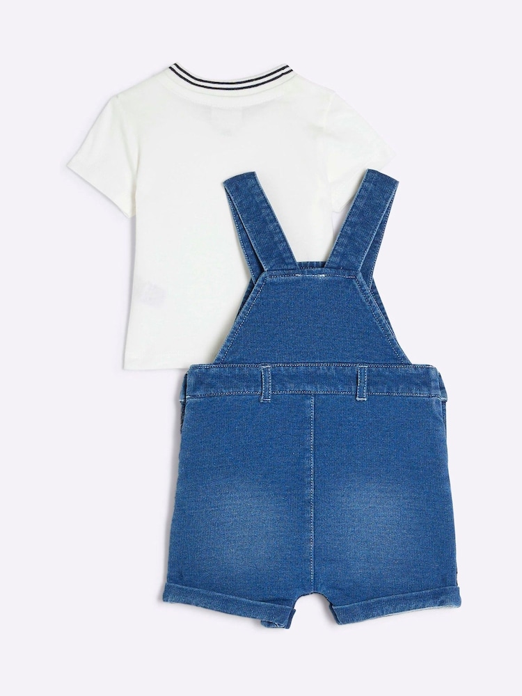 River Island Blue Baby Boy Denim Short Dungarees - Image 2 of 5 River Island Blue Baby Boy Denim Short Dungarees - Image 2 of 5