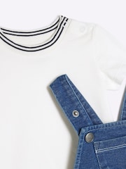 River Island Blue Baby Boy Denim Short Dungarees - Image 4 of 5