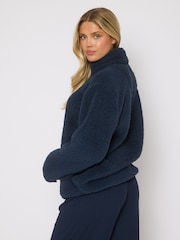 Loungeable Blue Borg Quarter  Zip Jumper - Image 4 of 4