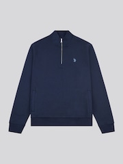 U.S. Polo Assn. Blue Mens Smart Interlock Funnel Neck Sweatshirt - Image 1 of 3