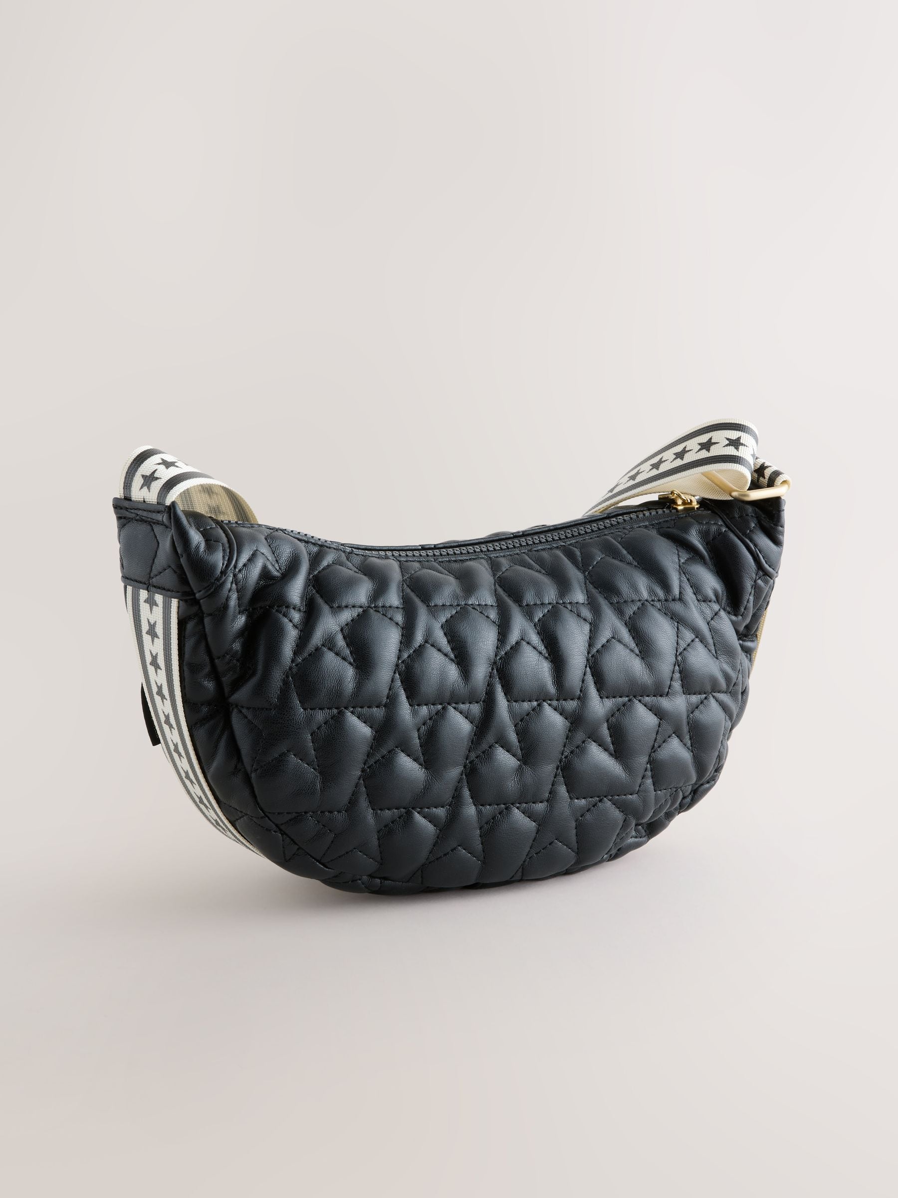 Buy Rockett St George Black Quilted Cross-Body Bag with Star Strap