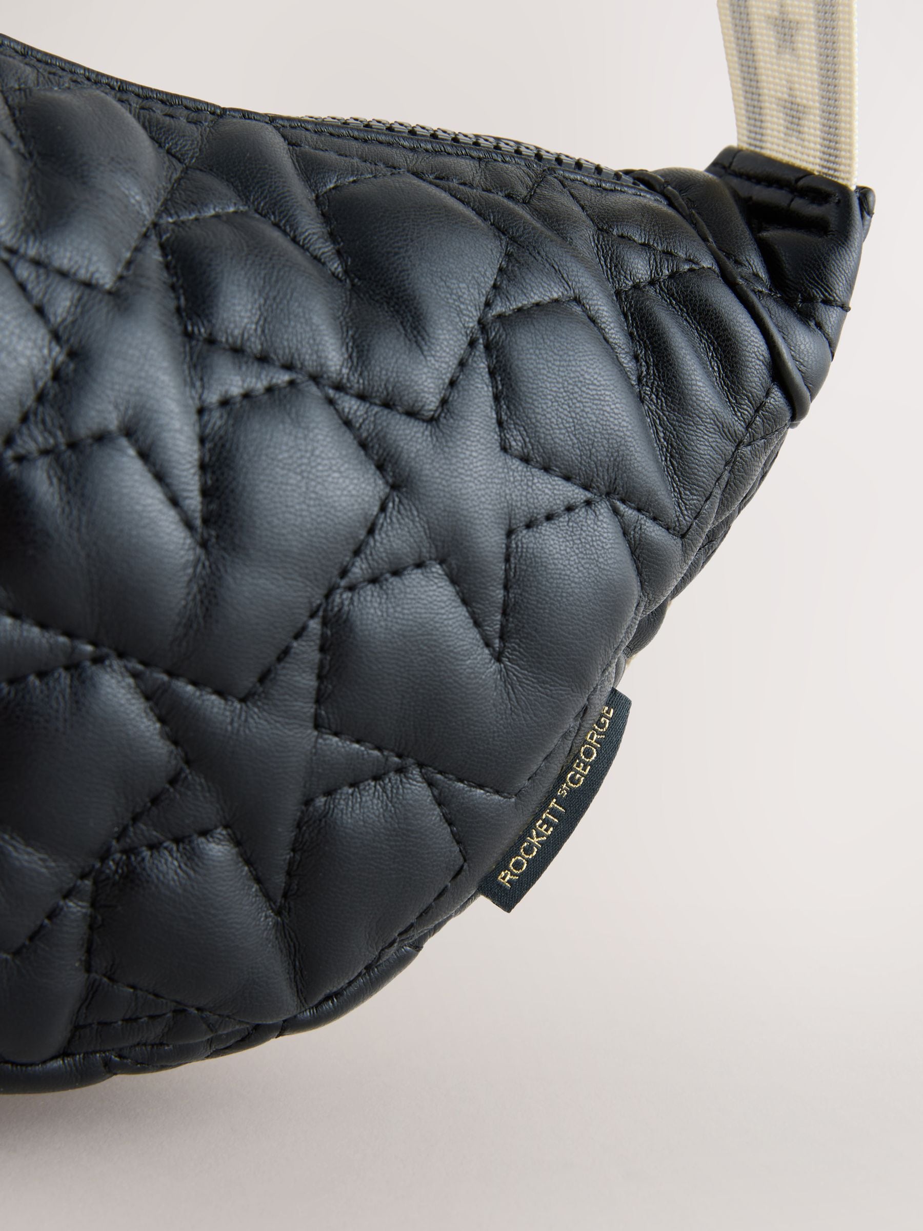 Buy Rockett St George Black Quilted Cross-Body Bag with Star Strap
