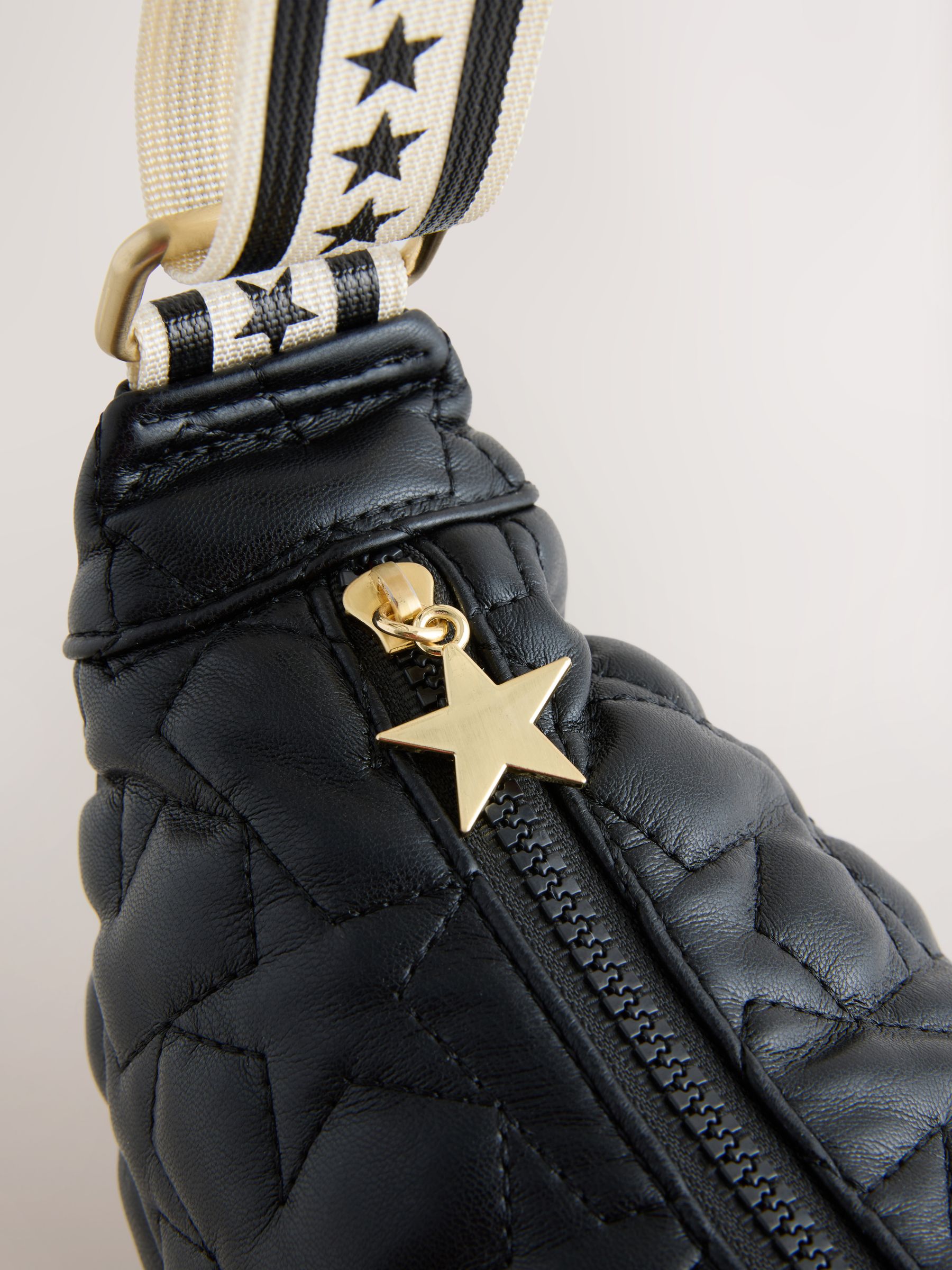 Buy Rockett St George Black Quilted Cross-Body Bag with Star Strap