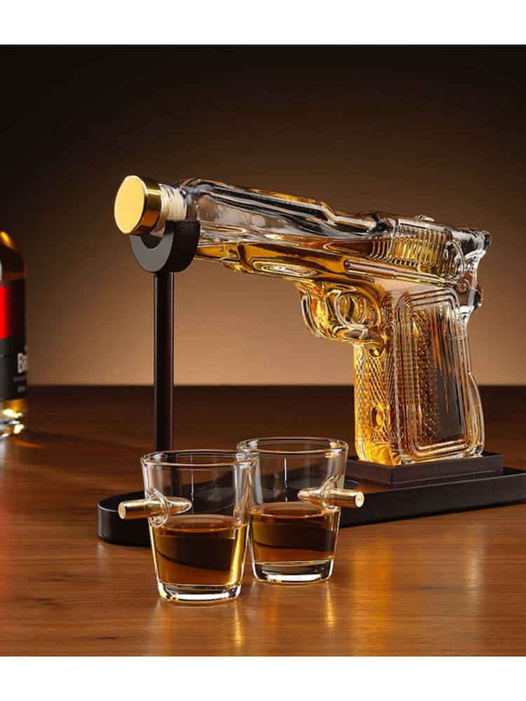 MenKind Clear Gun Decanter And Glass Gift Set - Image 1 of 4