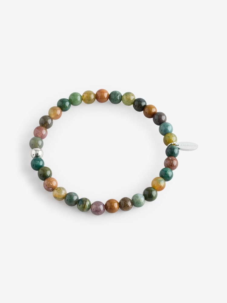 Bartlett Mens Silver Tone Tourmaline Beaded Bracelet - Image 1 of 1