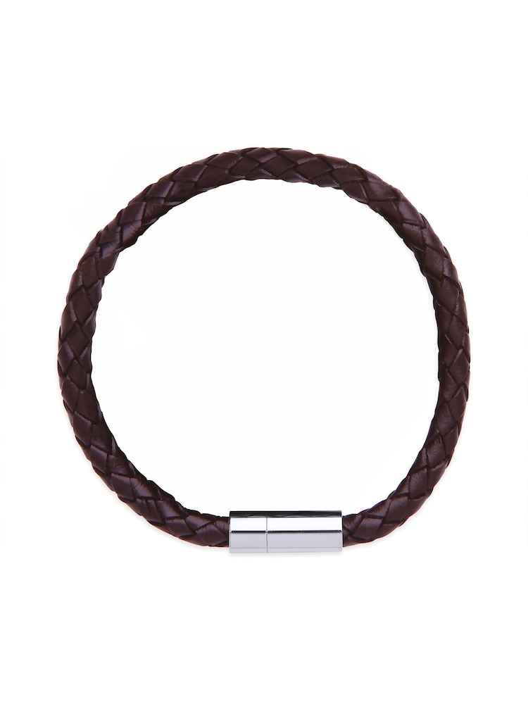 Bartlett Mens Leather Single Plaited Wrap Brown Bracelet - Image 1 of 4 Bartlett Mens Leather Single Plaited Wrap Brown Bracelet - Image 1 of 4