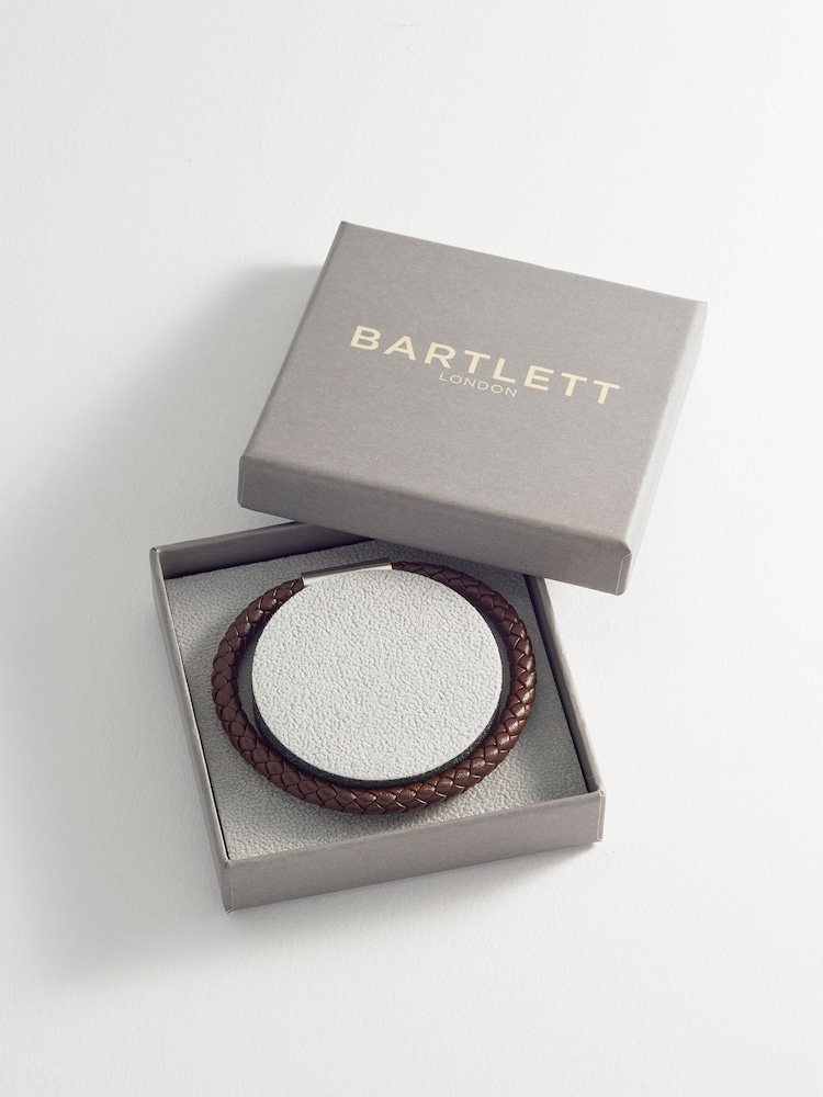 Bartlett Mens Leather Single Plaited Wrap Brown Bracelet - Image 4 of 4 Bartlett Mens Leather Single Plaited Wrap Brown Bracelet - Image 4 of 4