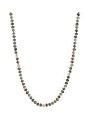 Bartlett Mens Silver Tone Mixed Green Gemstone Rondelle Necklace - Image 1 of 4