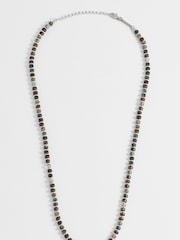 Bartlett Mens Silver Tone Mixed Green Gemstone Rondelle Necklace - Image 2 of 4