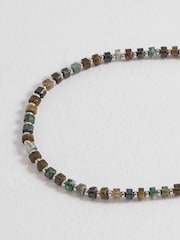 Bartlett Mens Silver Tone Mixed Green Gemstone Rondelle Necklace - Image 4 of 4