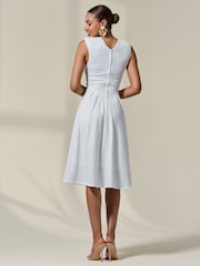 Jolie Moi White Plain Sleeveless Midi Dress - Image 2 of 6