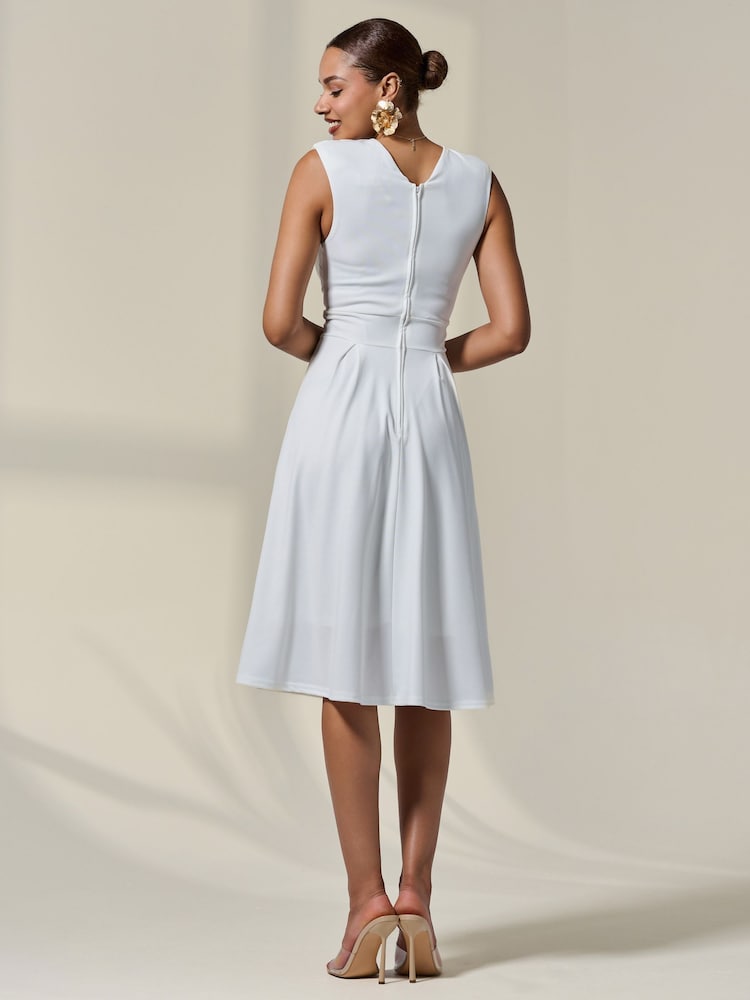 Jolie Moi White Plain Sleeveless Midi Dress - Image 2 of 6 Jolie Moi White Plain Sleeveless Midi Dress - Image 2 of 6