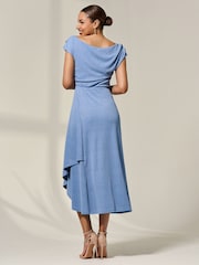 Синий - Jolie Moi Asymmetric Cowl Neck Midi Dress - Изображение 2 из 6