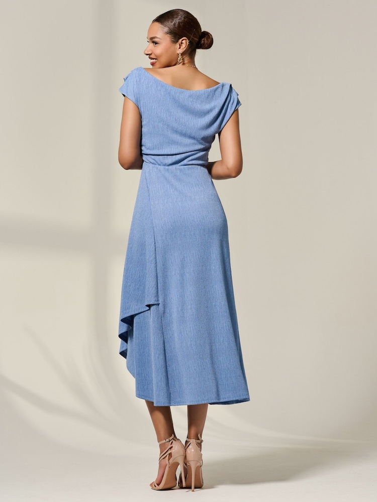Синий - Jolie Moi Asymmetric Cowl Neck Midi Dress - Изображение 2 из 6
