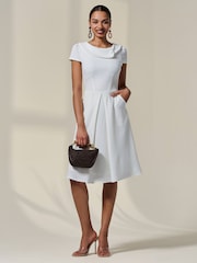 Jolie Moi White Collared Cap Sleeve Midi Dress - Image 4 of 6