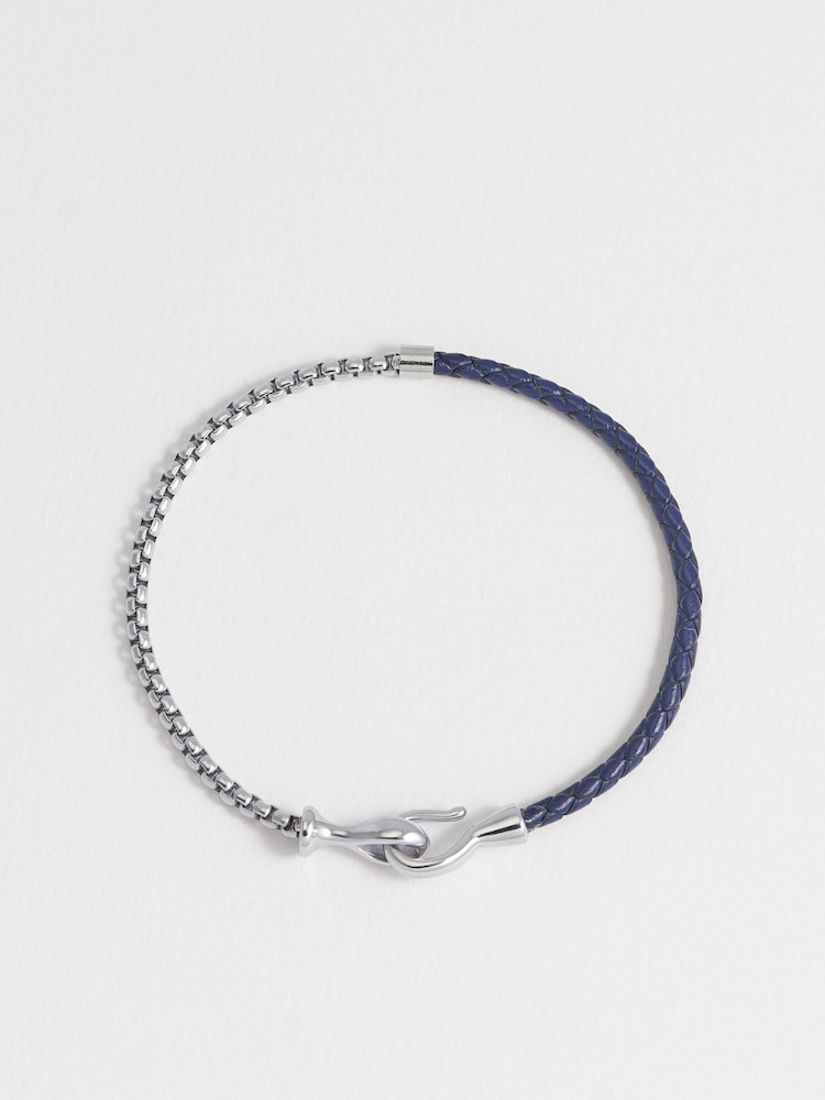 Bartlett Silver Leather And Chain Hook Bracelet - Image 1 of 4
