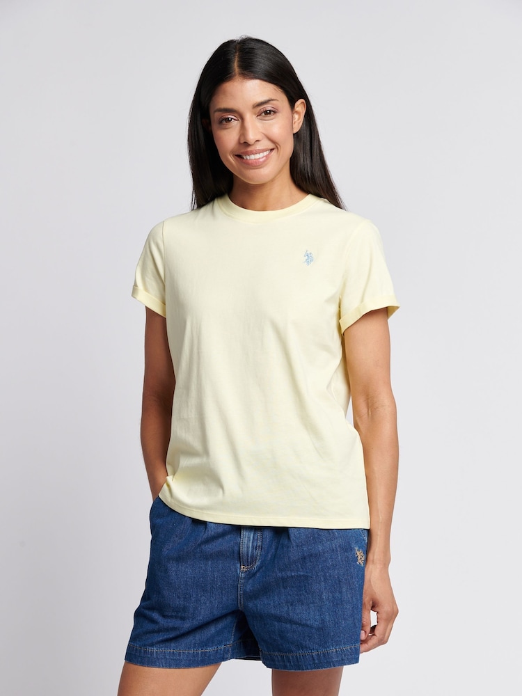 U.S. Polo Assn. Yellow Womens Crew Neck Double Horsemen T-Shirt - Image 1 of 7
