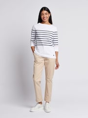 U.S. Polo Assn. Womens Stripe 3/4 Sleeve Boatneck T-Shirt - Imagen 3 de 7