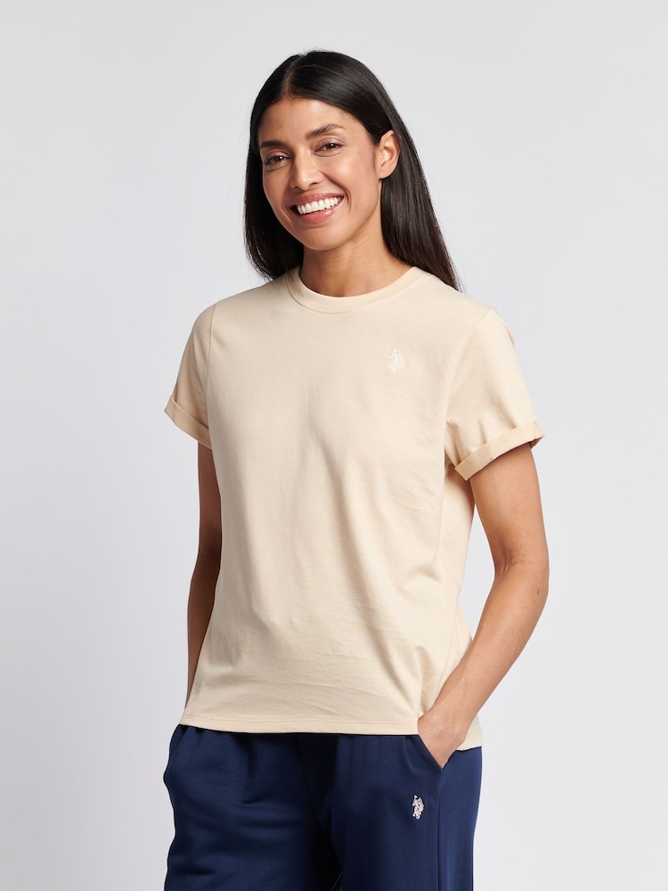 U.S. Polo Assn. Natural Womens Crew Neck Double Horsemen T-Shirt - Image 1 of 7