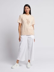 U.S. Polo Assn. Natural Womens Double Horsemen Print Crew Neck T-Shirt - Image 3 of 7