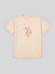 U.S. Polo Assn. Natural Womens Double Horsemen Print Crew Neck T-Shirt - Image 5 of 7