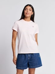 Rosa - U.S. Polo Assn Womens Stripe Crew Neck T-Shirt - Imagen 1 de 7