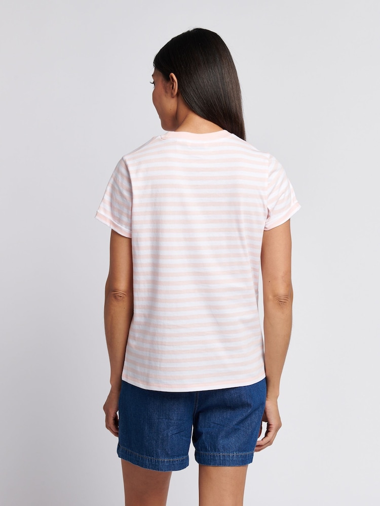 Rosa - U.S. Polo Assn Womens Stripe Crew Neck T-Shirt - Imagen 2 de 7