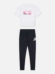 New Balance White Kids CDL Floral Shoes Graphic T-Shirt and Leggings Set - Image 1 of 5