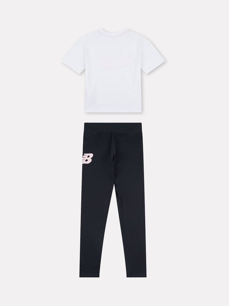 New Balance White Kids CDL Floral Shoes Graphic T-Shirt and Leggings Set - Image 2 of 5