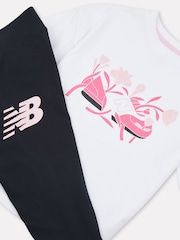 New Balance White Kids CDL Floral Shoes Graphic T-Shirt and Leggings Set - Image 3 of 5
