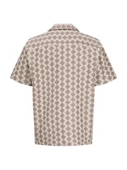 JACK & JONES Brown Short Sleeve Diamond Patterned Shirt - Image 7 of 7