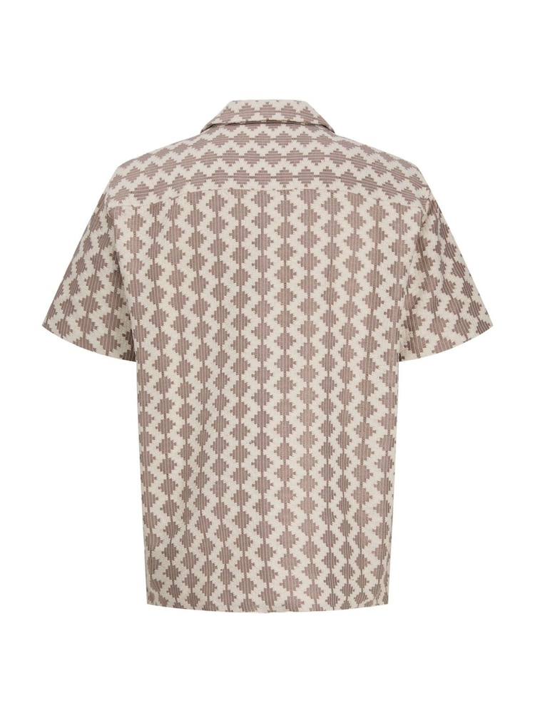 JACK & JONES Brown Short Sleeve Diamond Patterned Shirt - Image 7 of 7