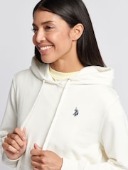U.S. Polo Assn. Cream Womens Double Horsemen Loopback Hoodie - Image 2 of 7