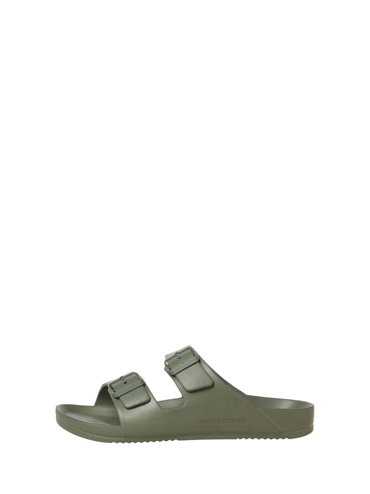 JACK & JONES Brown Buckle Sliders Sandals - Image 1 of 6
