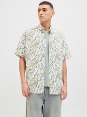 JACK & JONES White Floral Print Short Sleeve Shirt - Image 1 of 5