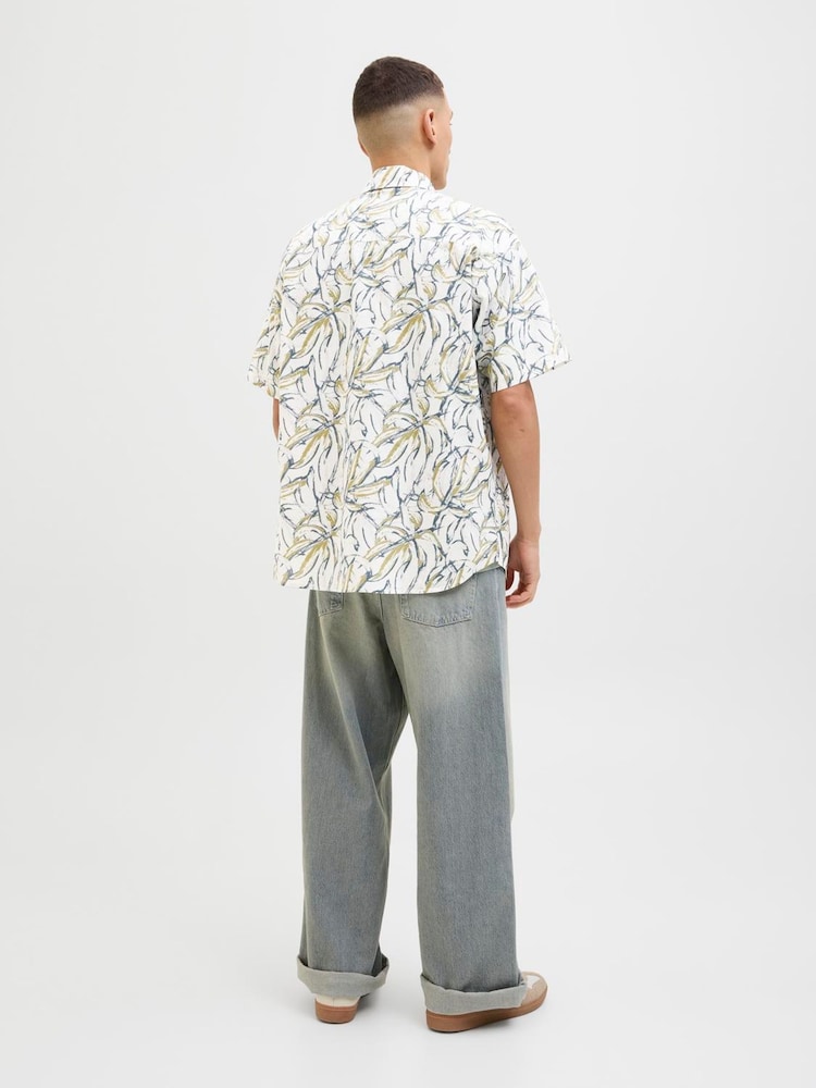 JACK & JONES White Floral Print Short Sleeve Shirt - Image 2 of 5