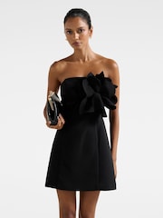Forever New Black Tessa Petite Flower Mini Dress - Image 1 of 5