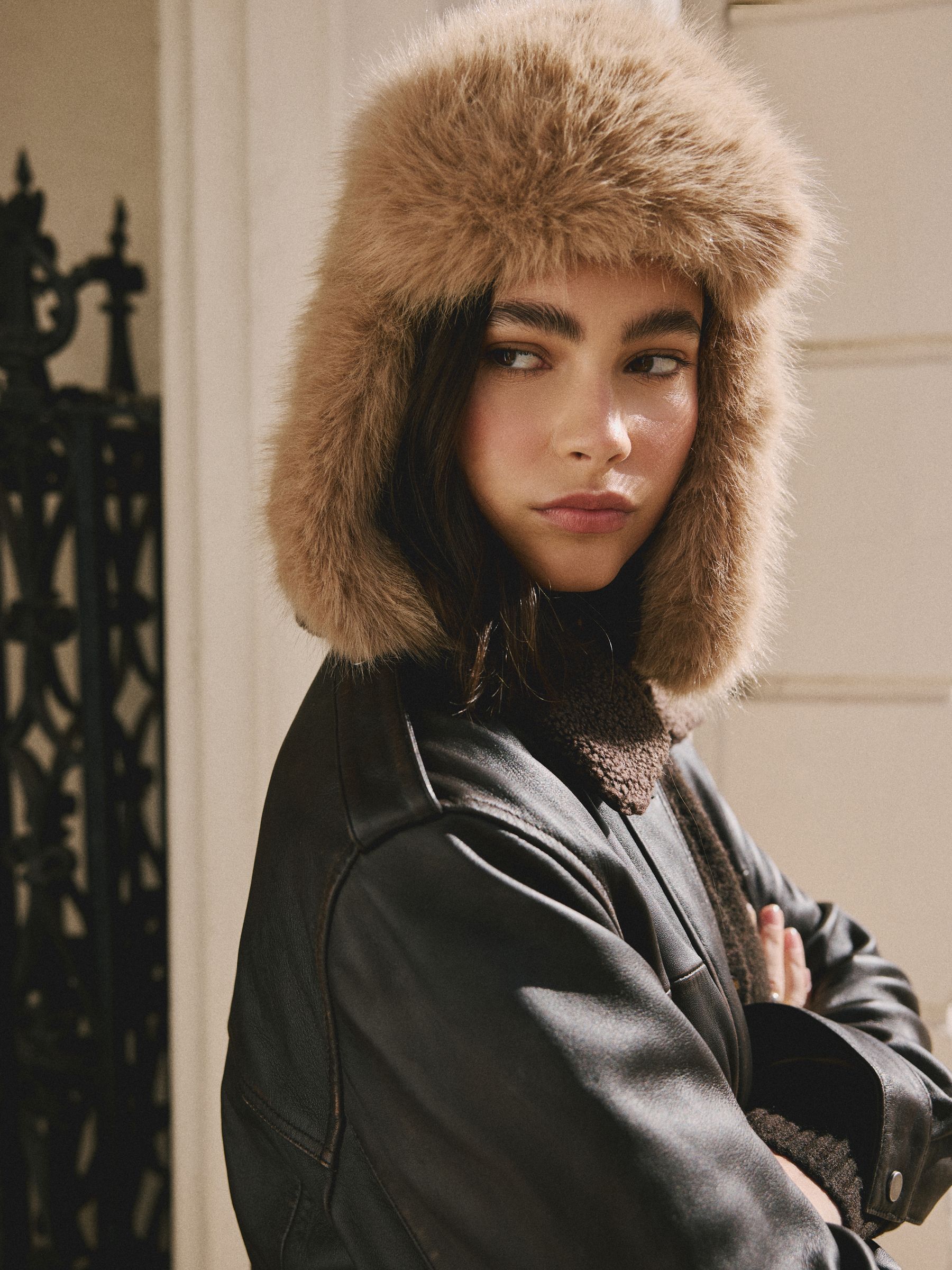 Buy Camel Faux Fur Trapper Hat from Next USA