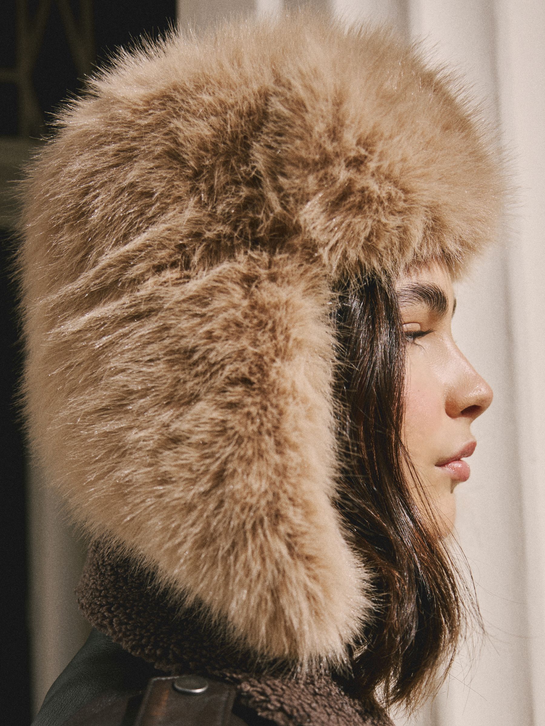 Buy Camel Faux Fur Trapper Hat from Next USA