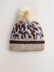Lilac Animal Knitted Pom Hat - Image 1 of 3