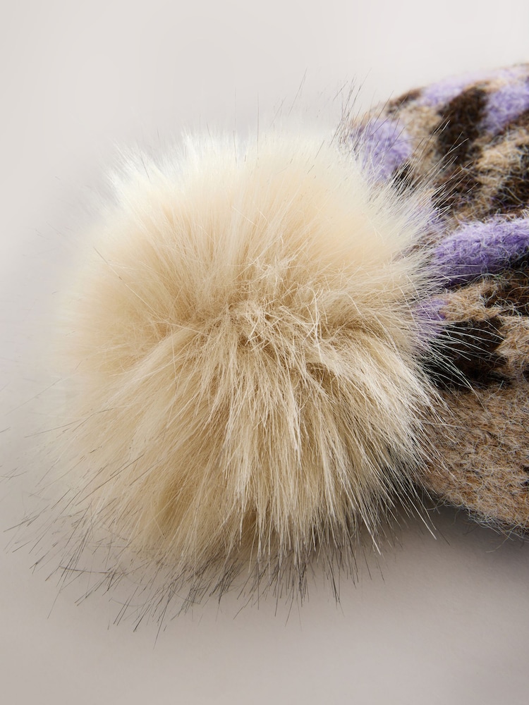 أرجواني فاتح شكل حيواني - قبعة بوم محبوكة - صورة 5 من 5 أرجواني فاتح شكل حيواني - قبعة بوم محبوكة - صورة 5 من 5