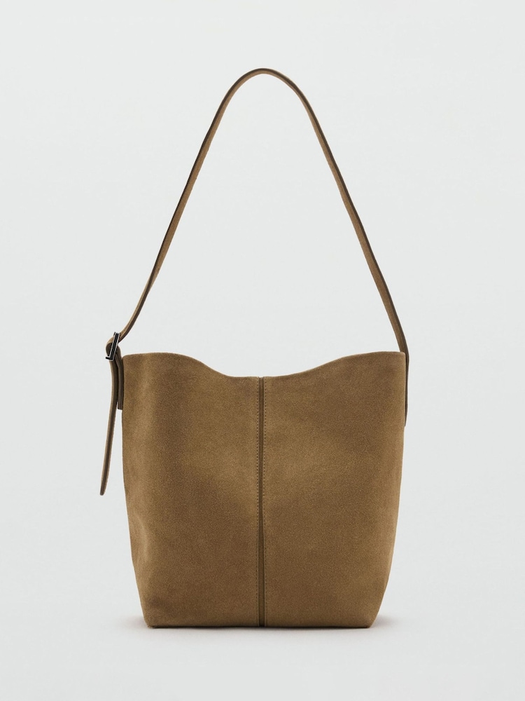 Mango Brown Leather Shoulder Bag - Image 1 of 3