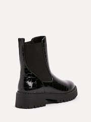 Linzi Black Landon Chunky Croc Mix Ankle Boots With Stud Detail Sole - Image 5 of 5
