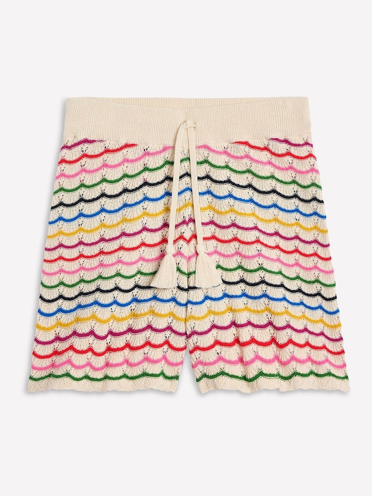 Boden Cream Textured Knitted Shorts - Image 6 of 6