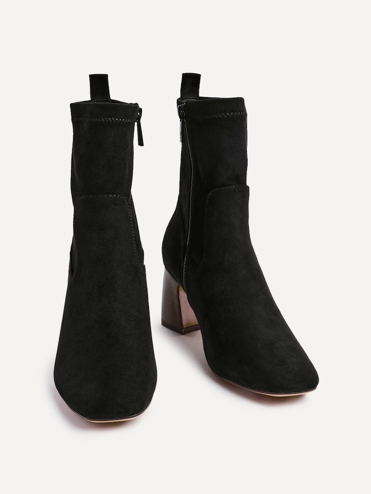 Buy Linzi Black Francisco Stacked Block Heel Ankle Boots from the