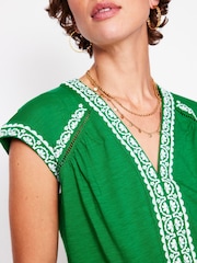 Boden Green Hazel Cotton Embroidered Blouse - Image 2 of 5
